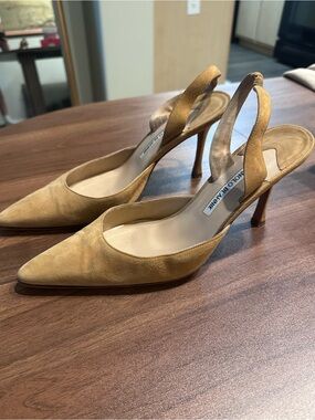 Manolo Blahnik Suede Slingback Pumps